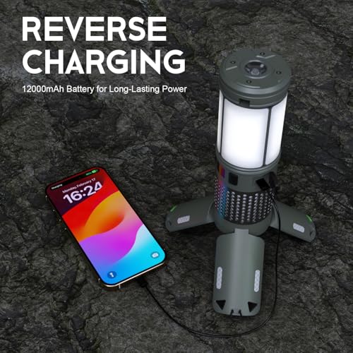 Green Telescopic Camping Light with Stand - 40H Playtime, Magnetic Base