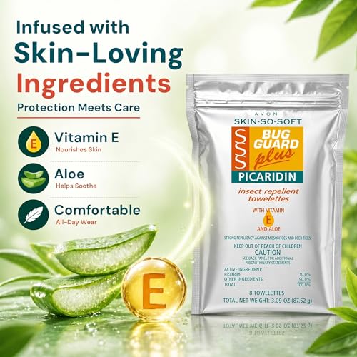 DEET-Free Insect Repellent Wipes - Picaridin, Vitamin E & Aloe, 16 Pack