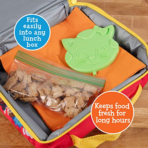 Katerina Kitty Cat Hard Ice Packs Set of 3 - Slim Reusable Cooler Freezer Packs for Kids Lunch