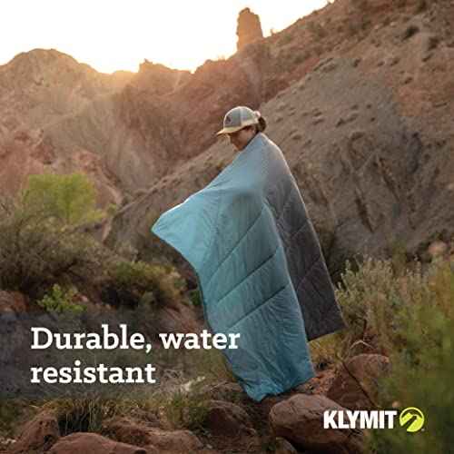 Klymit Horizon Packable Camping Blanket and Comforter, Blue/Black