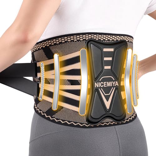 Copper Infused Back Brace for Lower Back Pain Relief - Black Large