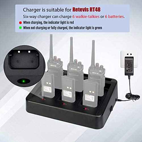 Retevis RT48 Walkie Talkie Charger, Six-Way Multi Unit Charger ONLY Compatible with Retevis RT48 Two Way Radios and Batteries, Walkie Talkie Charging Station with Removable Socket(1 Pack)