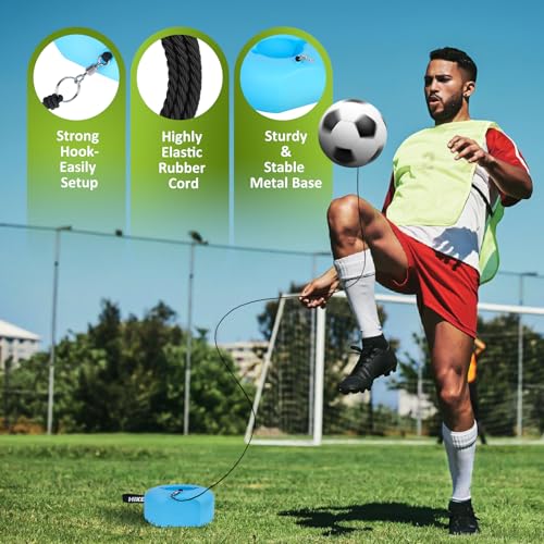 Hikeen Soccer Training Set with Metal Base & Rebound Ball - Blue
