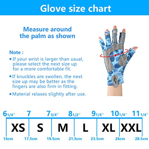Water Wave Large UV Protection Fishing Fingerless Gloves UPF50+ Sun Gloves for Kayaking Hiking