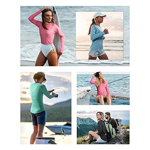 Roadbox Women's Long Sleeve UV Sun Shirts UPF 50+ Workout Swim Rash Guard Tops