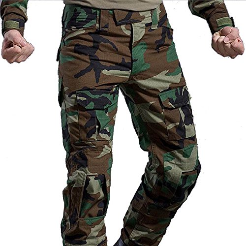 H World Shopping Military Army Tactical Airsoft Paintball Shooting Pants Combat Men Pants with Knee Pads Jungle camo (M-32W)