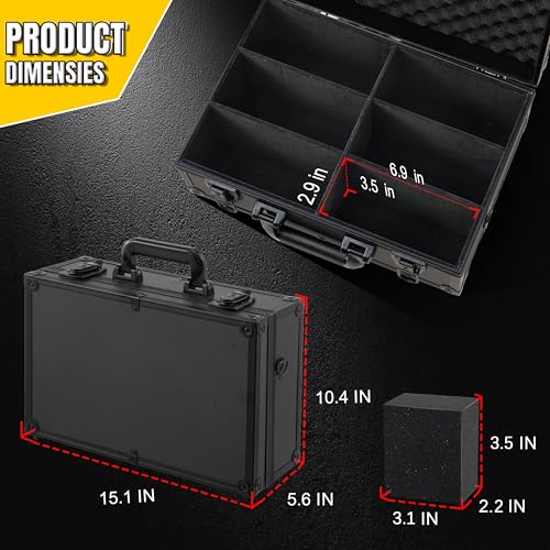 Large Aluminum Card Storage Box for Toploaders - Black, Holds 600+ Cards with Lock