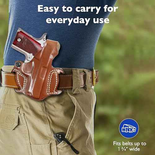 DeSantis Thumb Break Mini Slide Holster - OWB Holster, Open Carry Holster, Craft Leather Gun Belt Holster, Compatible with the GLOCK 43, GLOCK 43X, GLOCK 48 - Right Hand Draw, Tan