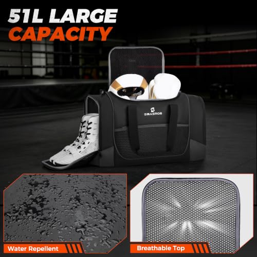 45L Boxing Duffle Bag with Mesh Gym Bag Design for Men and Women - Black