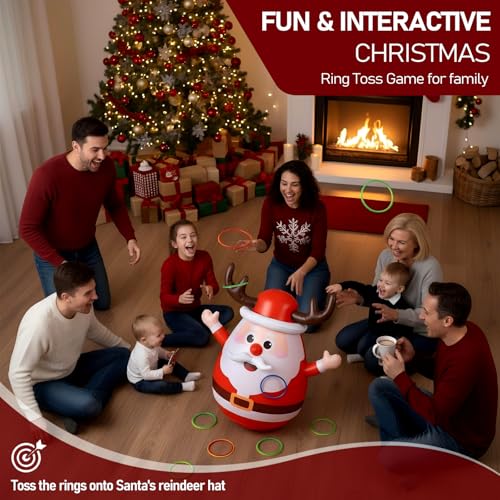 Inflatable Santa Reindeer Ring Toss Game for Christmas Party Kids & Adults