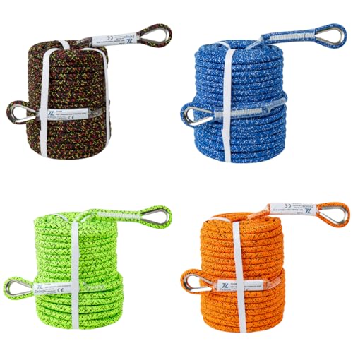15mm x 125ft Heavy Duty Arborist Climbing Rope with Steel Hook, No-Stretch
