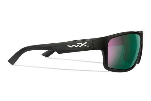 Wiley X Peak Captivate Polarized Sunglasses, Safety Glasses for Men and Women, UV Eye Protection for Shooting, Fishing, Biking, and Extreme Sports, Matte Black Frames, Green Mirror Tinted Lenses