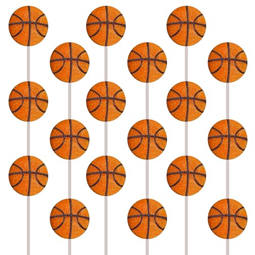 Basketball Candy Lollipops - 18 Count Individually Wrapped Suckers - Great for Basketball Party Favors - Sports Snacks - Basketball Goodie Bags - Team Treats