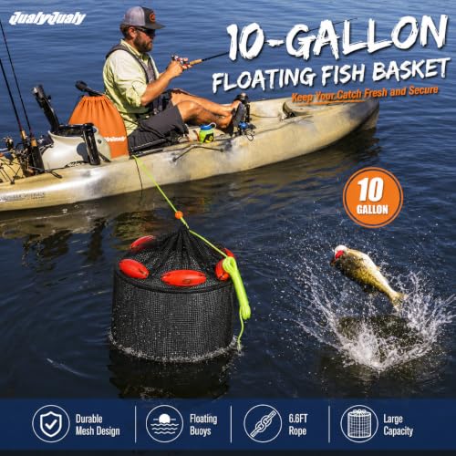 Foldable Floating Fish Basket for Live Bait and Fish Storage - 11 Gallons