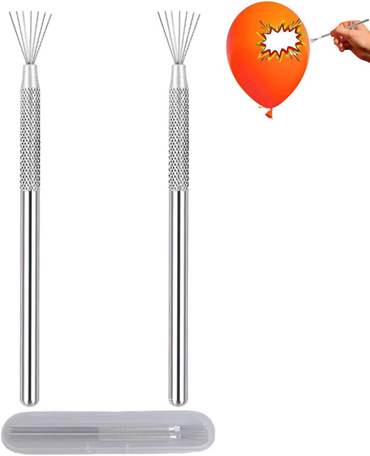 2PCS Balloon Striker Popper Tool,Balloon Burster Stick,Convenient and Practical Balloon Popper Tool with 7 Iron Pins,Ideal for Cleaning After a Party