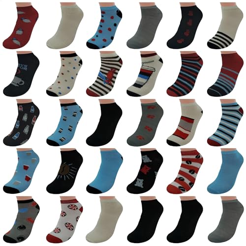 Women Low Cut Ankle Socks - 30 Pairs, Athletic & Workout, Size 9-11, Medium Snack Pack Variation