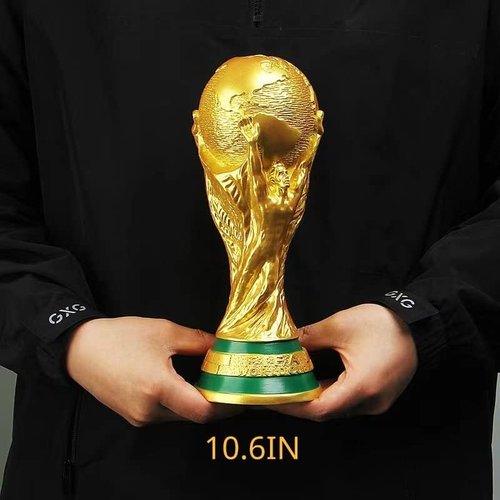 World Cup Trophy Replica, Gold Resin World Cup Trophy, Soccer Collectible Fan for Sports Fan, Desktop & Office Decor (10.6in)