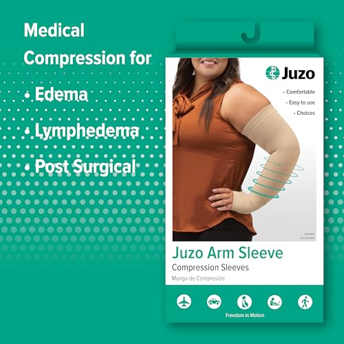 Juzo Dynamic Varin 3511 20-30mmhg Max Armsleeve with Silicone Top Band for Women, Black, 2 (II) Long