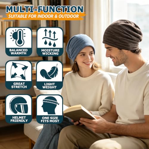 EINSKEY 4-Pack Multicolor Cotton Slouchy Beanie for Men Women - Summer UV Sun Protection