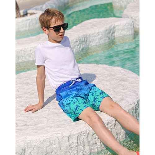 OlyPegic Boys Swim Trunks with Boxer Brief Liner Compression Boy Bathing Suit Quick Dry Beach Swimsuit Toddler Swim Shorts