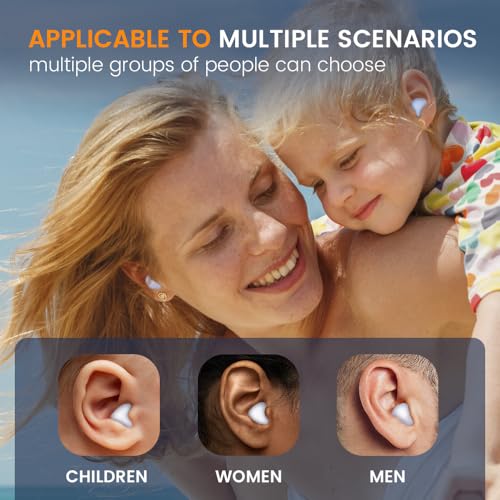 Moldable Silicone Ear Plugs for Sleep Swimming Shooting & Travel - 16 Packs, White