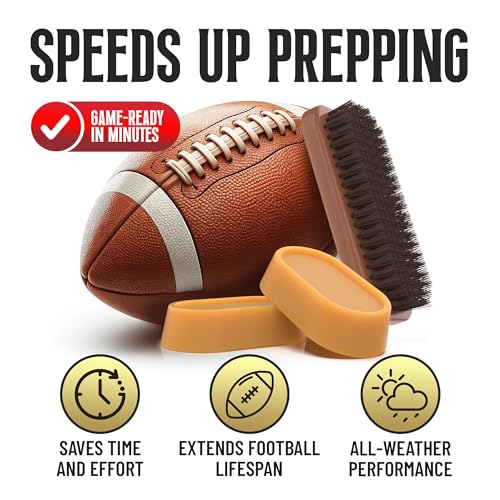 Football Prep Kit with Wax Bars & Brush for Leather Balls - Improve Grip & Tack