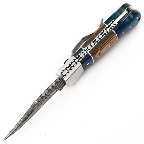Damascus Pocket Knife with Clip - 6.5" Handmade Folding Knife with Sheath - Pocket Knife For Men - Camping Hunting Fishing Indoor & Outdoors Activities - Damascus Knife - Folding Hunting Knives