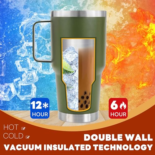 30 oz Insulated Travel Coffee Mug with Handle - Leakproof Tumbler