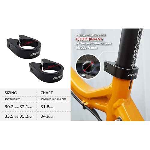 ONIPAX Anti-Theft Bicycle Seat Post Clamp Aluminum Alloy 31.8MM/34.9MM Black