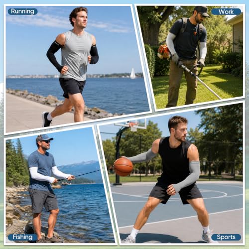 Arm Sleeves with Thumb Hole for Sun Protection UV Cooling Outdoor - Medium, 8 Pack
