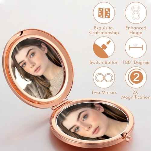 12 Pcs Small Compact Folding Pocket Makeup Mirror - Round Hand Held Mirror with 1X/2X Magnification for Women Girls Travel
