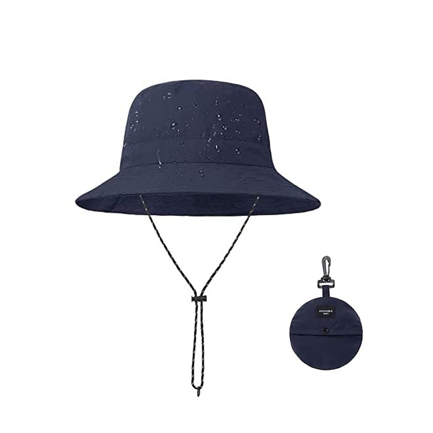Waterproof Bucket Rain Hat for Men Women, Outdoor Fishing Hat Foldable UV Protection Sun Hat Quick Dry Packable Hat for Summer Beach Fishing Hiking, Navy Blue