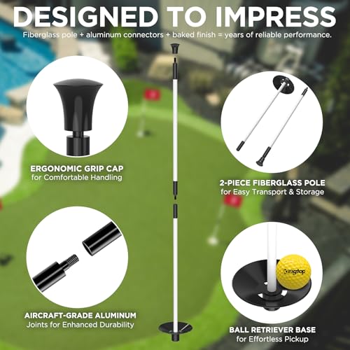 Golf Flagstick and Hole Cup Set with Mini Flags - 2 Pack Red & White Flags