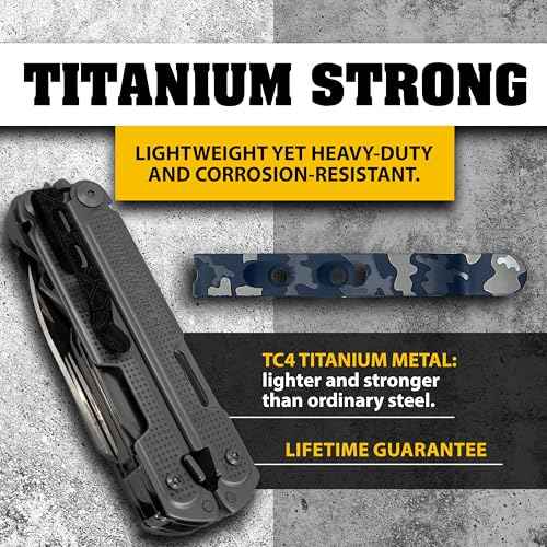Donk! Pocket Clip for all Leatherman Free Series Multitools | P2, P4, T2, T4, K2, K4 | Titanium TC4 - Black | Titanium Screws | 5 Custom Designs - Camo Dark