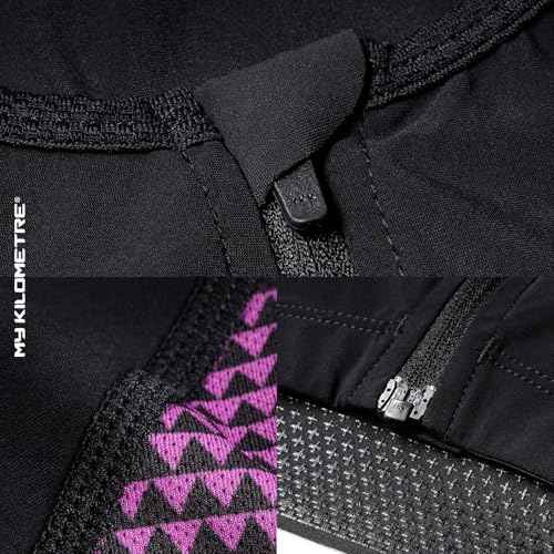 MY KILOMETRE Men's Triathlon Top Full Zip Short Sleeve Tri Shirt, Quick-Dry, UPF 50+ Protection with Reflective Back Pockets
