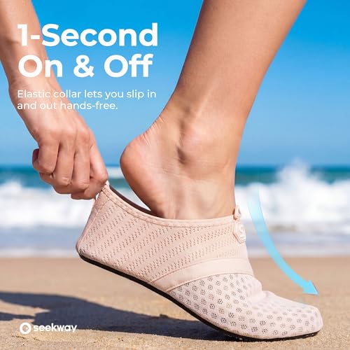 Water Shoes Quick-Dry Aqua Socks for Beach Pool Surf Yoga Men Women Black 7-8 Women / 5.5-6.5 Men / 2G Nude Pink