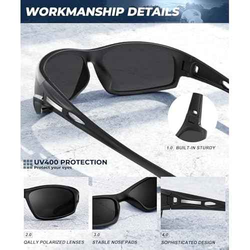 Polarized-Sunglasses-Men Sports Mens-Sunglasses: Sun-Glasses with UV Protection for Fishing Driving Running Cycling