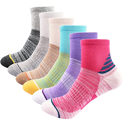 Women's Athletic Ankle Socks 5-9 / Multicolor Cushioned Quarter Socks