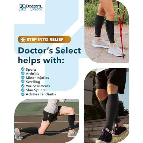 Doctor's Select 2 Pairs Copper Calf Compression Sleeve - Leg Compression Sleeves for Women & Men, Shin Splint Relief