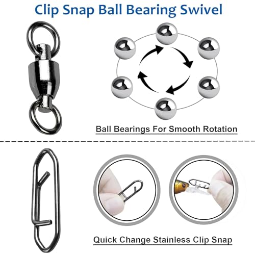 High Strength Snap Swivels Set 25 pcs - Stainless Steel Fishing Clips with Black Nickel Finish - Size 8+XXL (221lb)