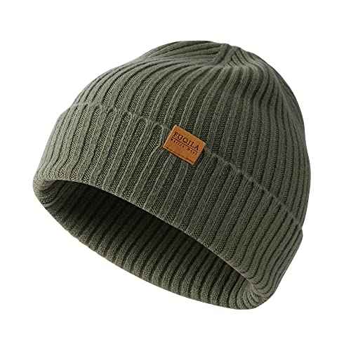 100% Merino Wool Cuff Beanie Hat, Unisex Warm Winter Caps Soft, Breathable & Cozy Stretchy Knitted Cuffed Cap