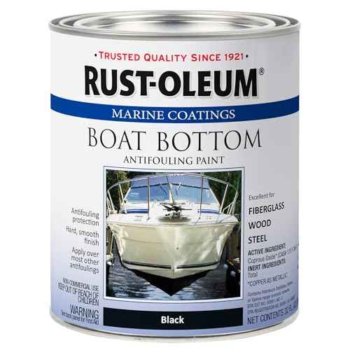 Rust-Oleum Available 207012 Marine Flat Boat Bottom Antifouling Enamel Paint, 1-Quart, Black, (Pack of 1), 32 Fl Oz