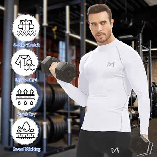 Mens Men's Compression Shirt Long Sleeve Athletic Workout Shirt