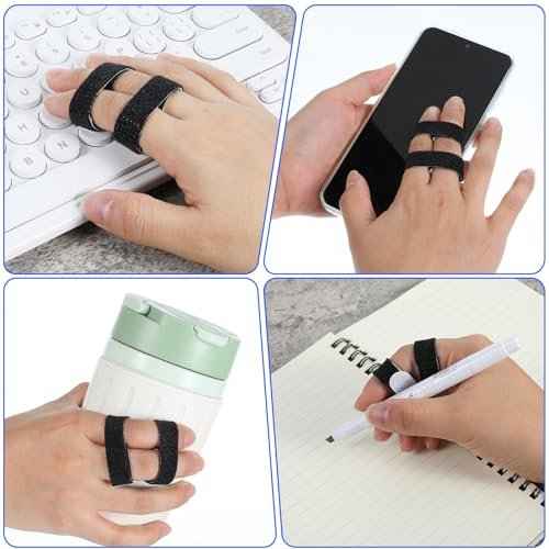 10 Pack Hook and Loop Finger Wrap, Washable and Reusable Buddy Straps for Fingers, Buddy Tape Finger Straps, Finger Buddy Straps for Injured Finger Support (Black)