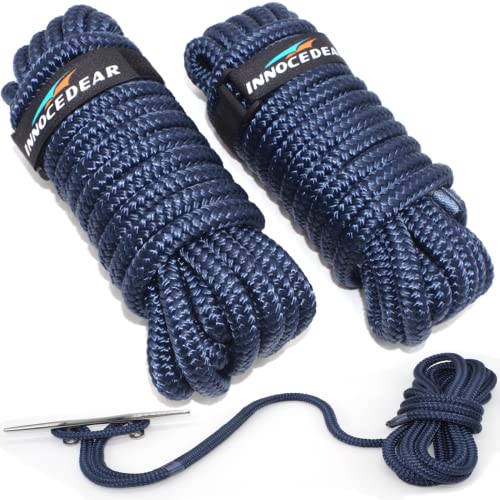 2 Pack Navy Blue Dock Lines - 15', 25', 35' with Eyelet, Double Braided Nylon - 25 FT, Variation of This Listing