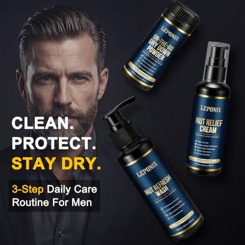 Men's Hygiene Kit with Ball Wash, Anti-Chafing Cream & Powder – Personal Care Set
