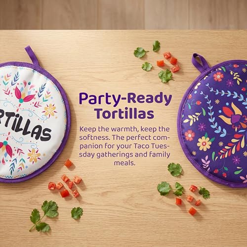 Microwave Safe Tortilla Warmer Pouch Set - 3 Pack Food Insulation Sleeves