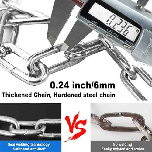 Bike Lock, Heavy Duty Anti-Theft 2.72 Ft Security Chain with 3 Keys, Waterproof for Bicycle,Scooter, Motorcycle, Door, Gate, Fence