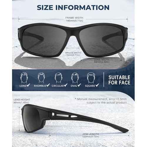 Polarized-Sunglasses-Men Sports Mens-Sunglasses: Sun-Glasses with UV Protection for Fishing Driving Running Cycling