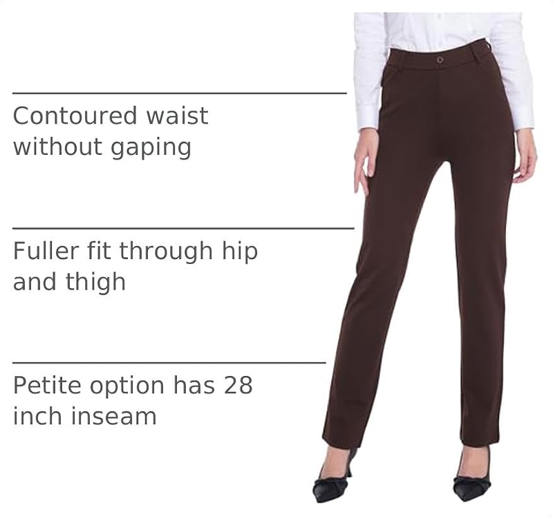 ZTN Women’s Dress Pants with Pockets — Black, Charcoal/Medium (Variation: Brown)